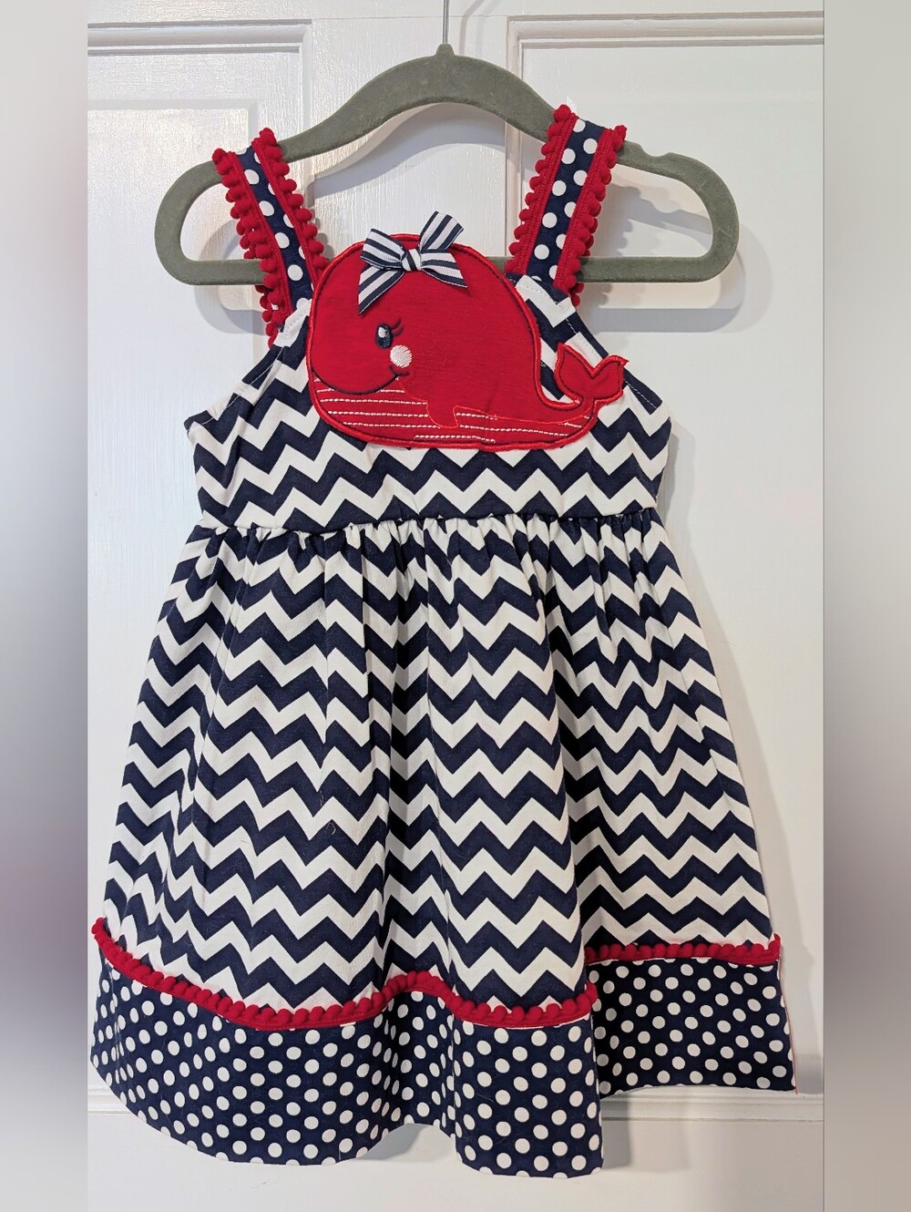 Nanette Navy Chevron & Red Whale Girls' Sundress